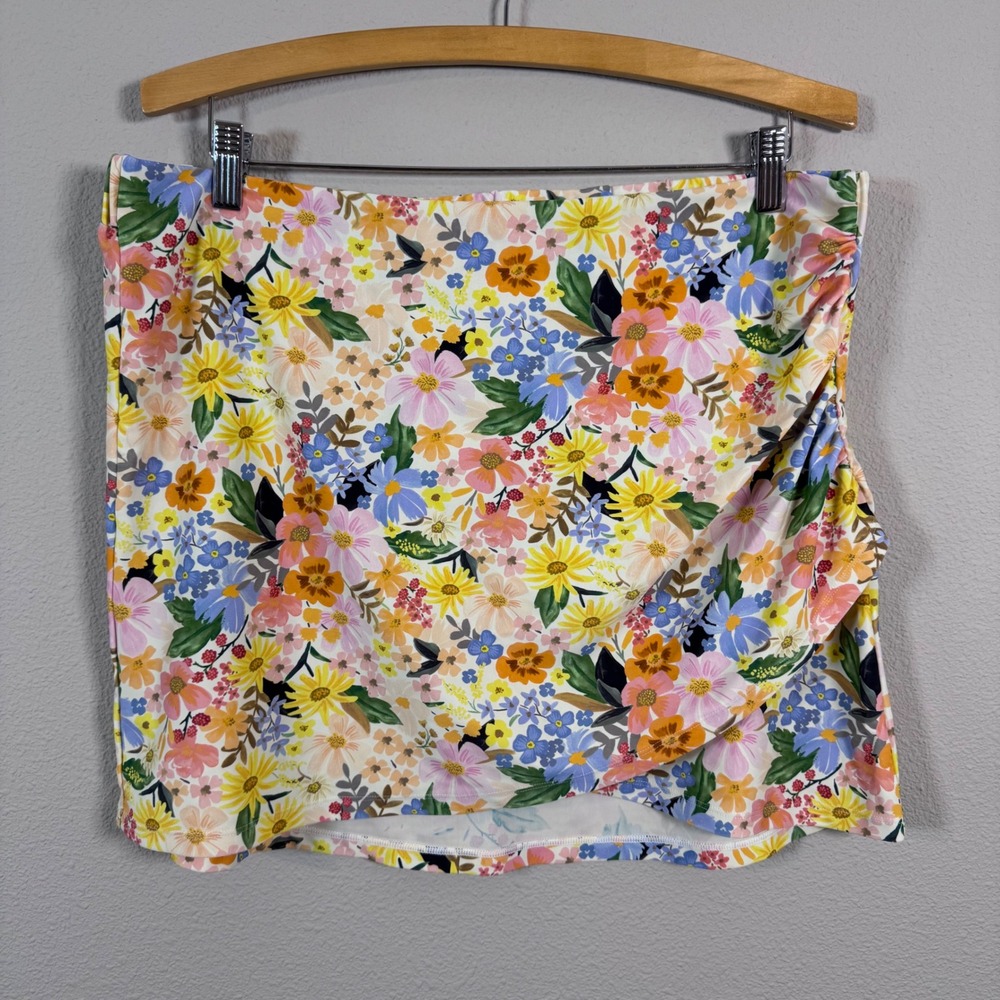 Summersalt Floral Faux Wrap Swim Skirt Multicolor Size L Ruched